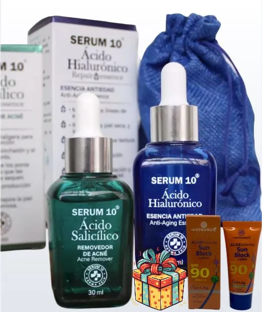 COMBO  SERUM 10 SALICILICO + HIALURONICO + protector solar de regalo